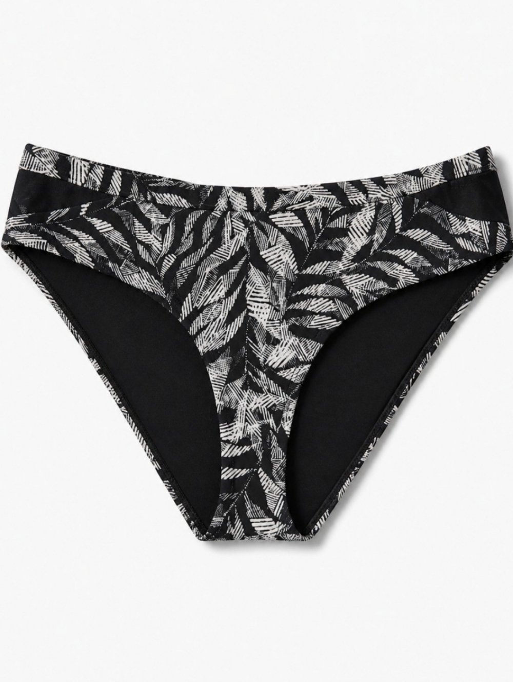 Prana Chamba Bikini Bottom Black Springtime Leaf Print Size L NWT